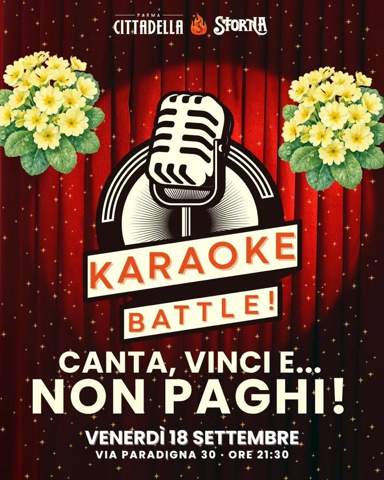Locandina del Karaoke Battle di venerdì 18 settembre in via Paradigna 30